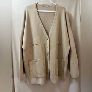 J. Crew gorgeous oversized cardigan gold button accents big pockets size 2XL
